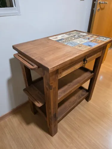 Mesa rústica - Aparador - Carrinho para bebidas - Mesa Churrasco