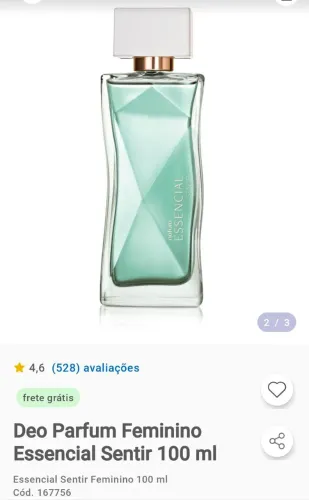 Perfume essencial feminino Sentir 