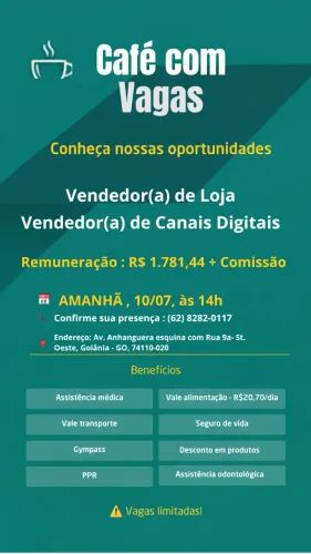 Vagas de emprego Goiânia e região