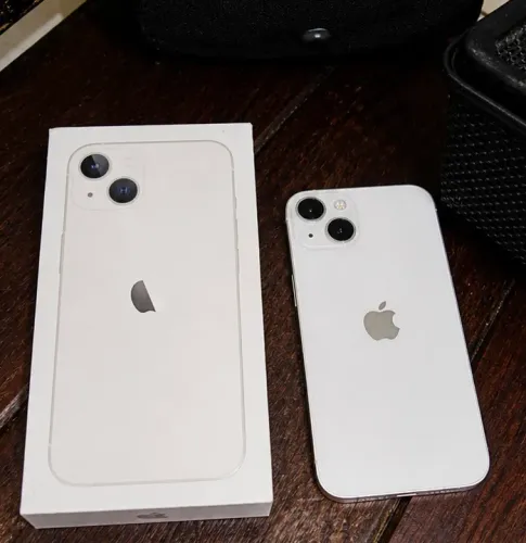 iPhone 13 branco | 85% aceito trocas com volta pra mim