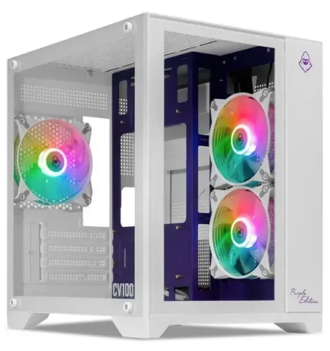 Gabinete Gamer Mancer CV100 Purple Edition, Mid-Tower, Com 3 Fans, Branco, MCR-CV100-PEW