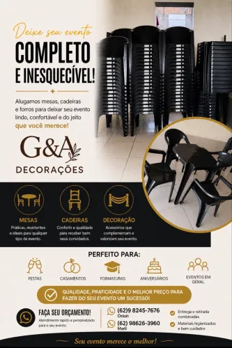 Aluguel de Mesas, cadeiras e forros