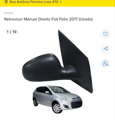 RETROVISOR DIREITO FIAT PALIO ATTRACTIVE 2017