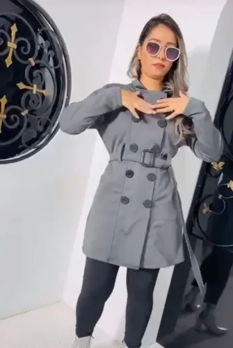 Sobretudo Feminino Premium Quentinho Botões Cinto e Bolsos