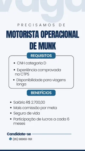 MOTORISTA OPERACIONAL DE MUNK