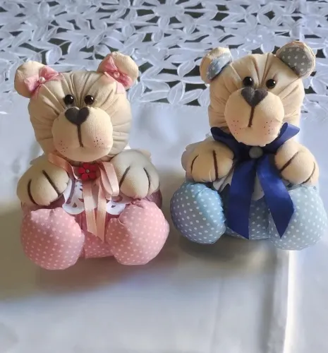 2 pesos de porta artesanal de ursinhos, para quarto de menino e menina