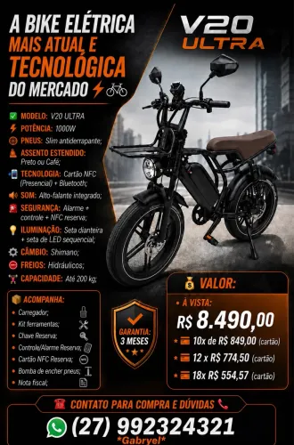 Bike elétrica v20 ultra última geração