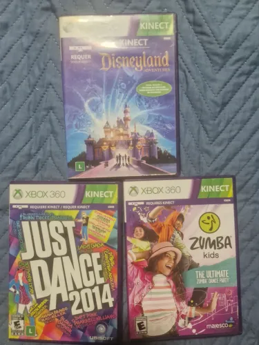 3 jogos do Xbox 360 Kinect, 2 de dança e o outro da Disneyland