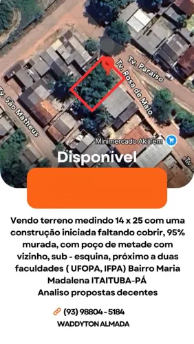 Terreno com casa em construção.