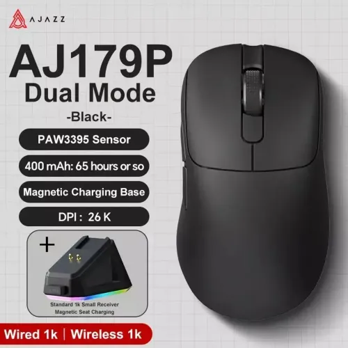 Mouse Sem Fio Ajazz AJ179P - PAW3395 - com dock - Lacrado!