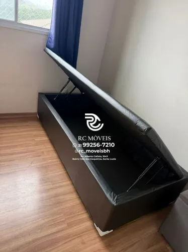 Cama box estruturada Baú Solteiro 88x1.88 Blindado com Pistão a Gás