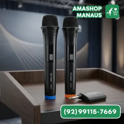 Microfone Duplo Sem Fio P10 Onistek MC825: Liberdade e Qualidade Sonora!