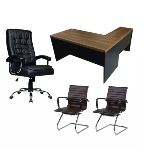 MESA DE ESCRITORIO EM L COM CADEIRAS LOJA IKONOFFICE