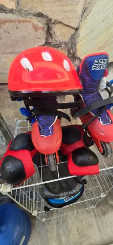 Patins Infantil Ajustável Best Race + Kit de Proteção