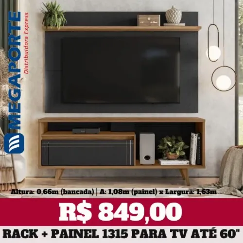 Painel + Rack Bancada para TV até 60" (Novo) Entrega Grátis!