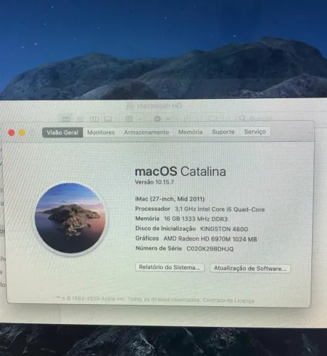 iMac 27 2011 3.1ghz Quad-core Intel Core I5 16gb De Memória (Usado)