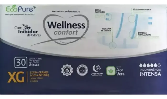 Fralda Geriátrica Wellness Confort Xg-120 Unidades Overnight