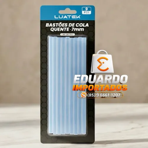 Bastões de Cola Quente 7mm Luatek - Kit com 9 Pçs 