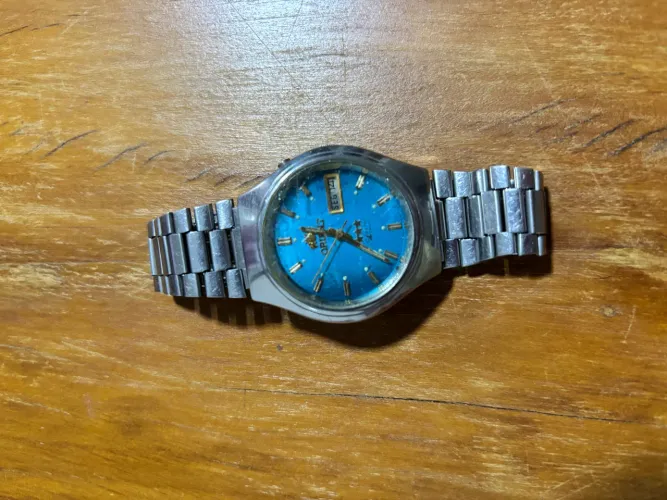 Relógio orient 3 estrelas vintage automático - mostrador azul