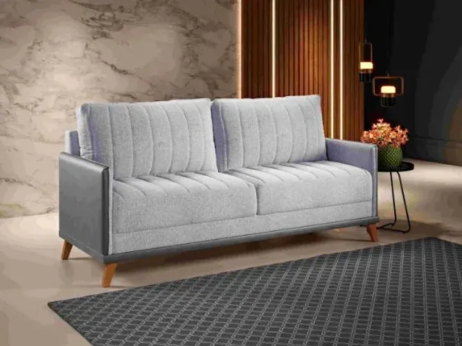 Sofá Living Conceito 2.00m Linho Inox Frete Grátis - Até 12x S/ Juros