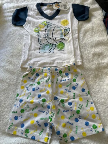 Pijama branco com azul marinho TAM 1 gatinho