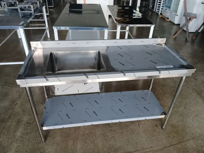 Mesa inox 150x60 com Cuba Pia reforçada 