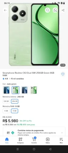 Celular c63 realme 256 gb 8 Ram
