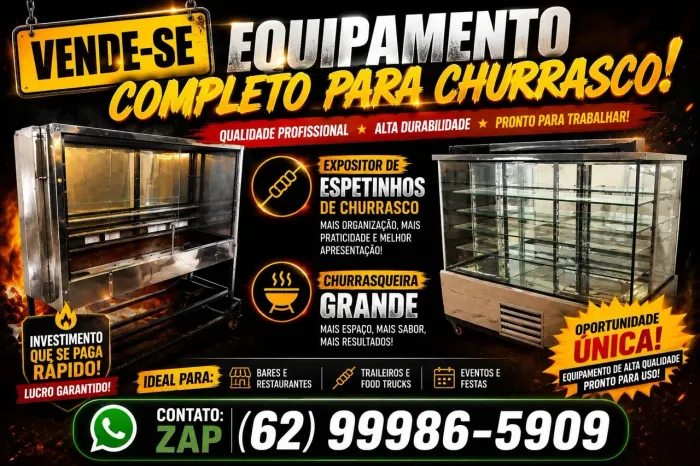 Vendo expositor de espetinhos refrigerado e churrasqueira grande todos no inox