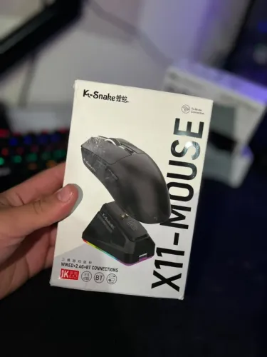 Mouse Gamer Com Base Para Carregamento 12000 DPI- K-Snake X11 PRO