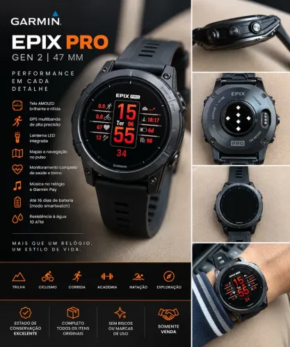 Garmin Epix Pro Gen 2 47mm Sapphire Titanium - Impecável
