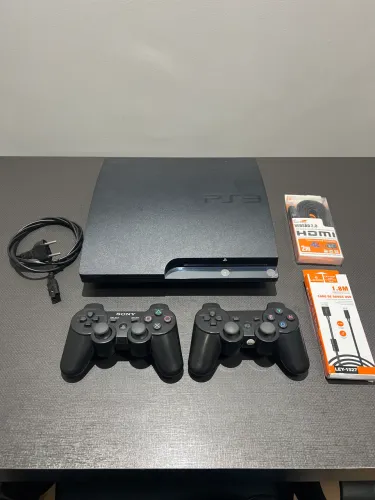 PS3 Slim Desbloqueado Completo com 2 controles