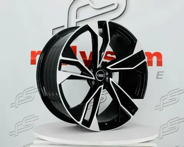 Jogo de Roda Audi A4 S Line Preto Diamantado 5x112 - 22x9,5  Offset 25 (NV)