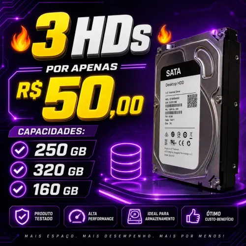 3 hds por apenas 50 reais