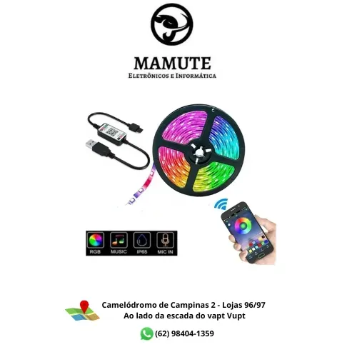 Fita Led 5050 Rgb Controle Remoto 5m 5v Usb Para Tv Pc Carro