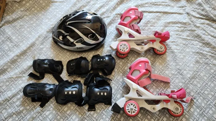 Patins ajustável + acessórios de proteção