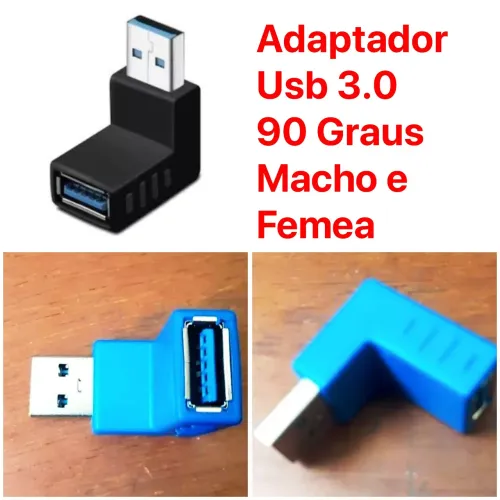 Adaptador Usb 3.0 90 Graus Macho e Femea