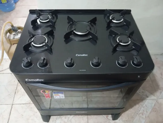 FOGÃO ESMALTEC 5 BOCAS MESA DE VIDRO FUNCIONANDO PERFEITAMENTE (MANUAL) FAÇO A ENTREGA 