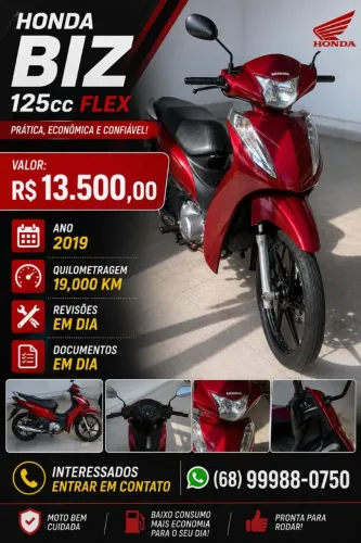 Honda Biz 2019 125cc à venda