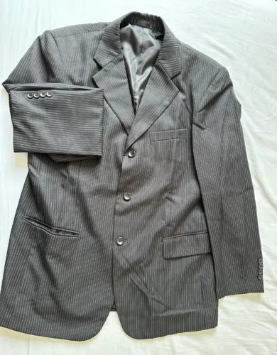 TERNO COMPLETO (BLAZER + CALÇA) - EMPORIO COLOMBO CLASSIC - PRETO LISTRADO  - TAM 52