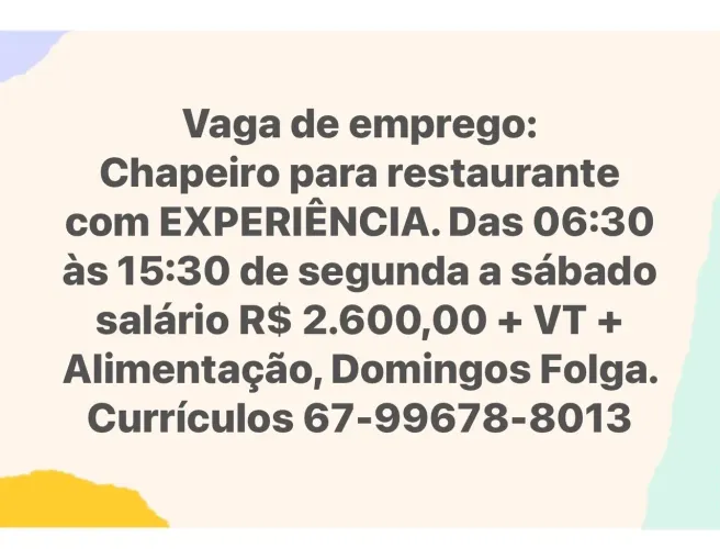 Chapeiro para restaurante