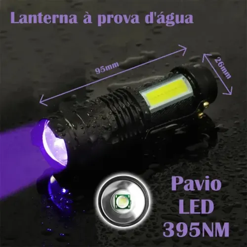 Lanterna Táctica Recarregável Minimen Cor Preto Cor da Luz Violeta