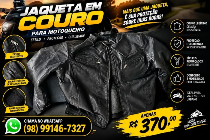Jaqueta de couro pra motoqueiro alta qualidade