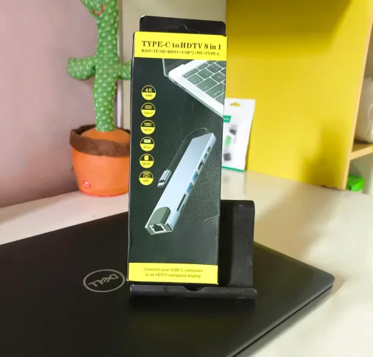 Adaptador Hub 8 em 1 tipo-C  RJ45 e HDMI 