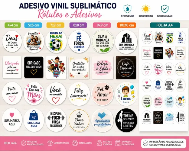 Adesivos e rótulos vinil sublimatico