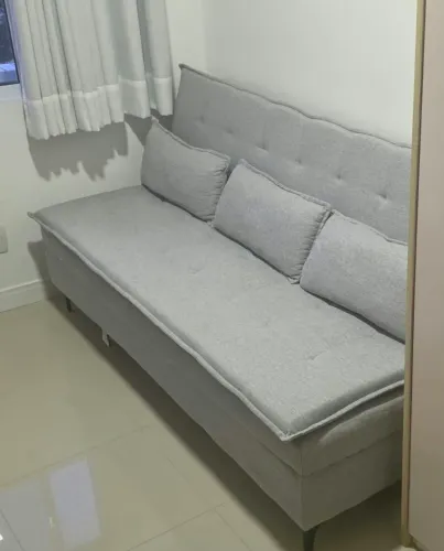 Sofá Cama Linho Cinza Ortobom