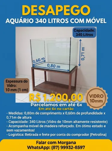Aquário 340 Litros com Móvel de Suporte