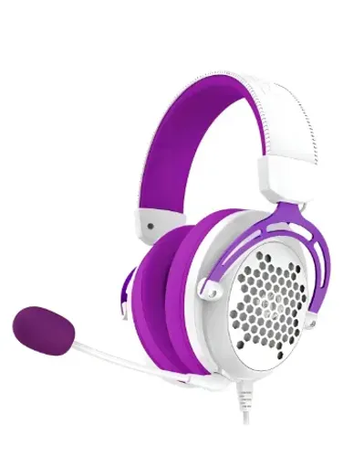 Headset Gamer Redragon Diomedes Branco e Roxo H388
