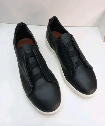 Zegna Triple Stitch Preto Couro 42,5/43