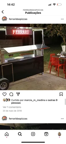 Carrinho de pizza com forno e balcão refrigerado