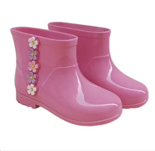 Galocha Menina Infantil Flor Trio Pink Impermeável Macia Tamanho 25/26